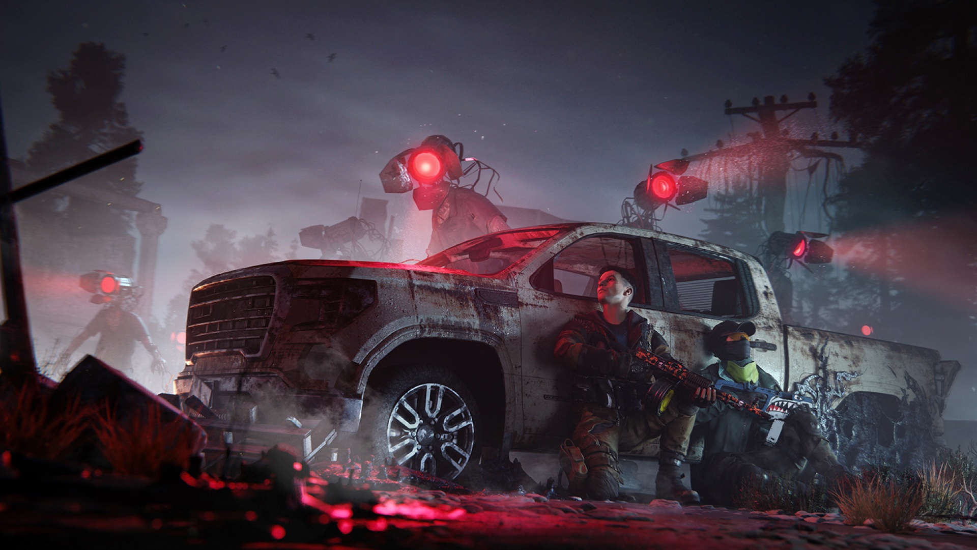 Once Human official gameplay hero scene showing pals and base building